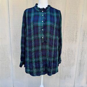 crown & ivy Green and Blue Plaid Tunic